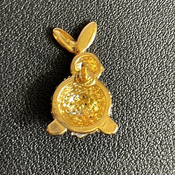 Easter Bunny Rabbit Pin with Green Rhinestone Eye - Picture 3 of 6